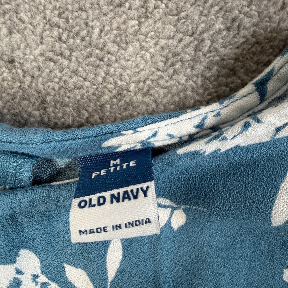 Old Navy Women's Petite Medium Blue White Floral Mini Dress Short Sleeve New - Picture 7 of 11